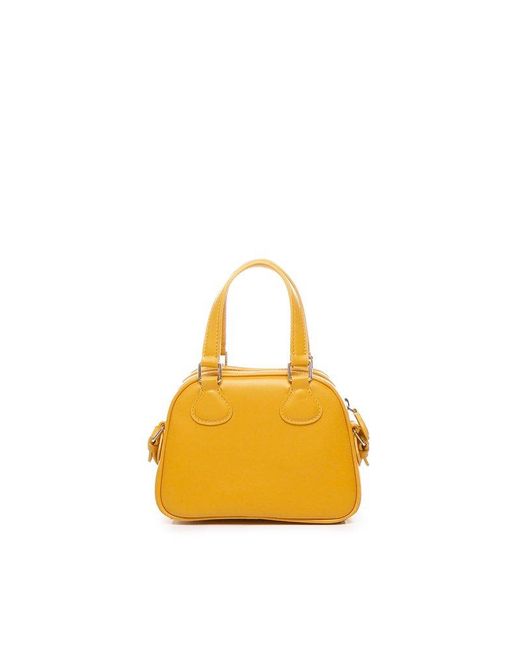 Courreges Yellow Logo Patch Zip-up Bowling Bag