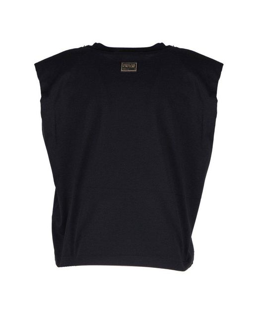 Versace Jeans Couture Black Logo Lettering Sleeveless Top