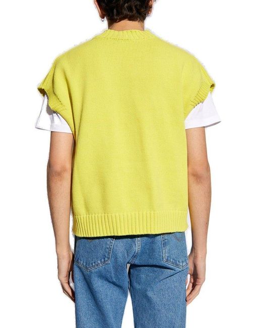 Versace Yellow Vest With Logo, for men