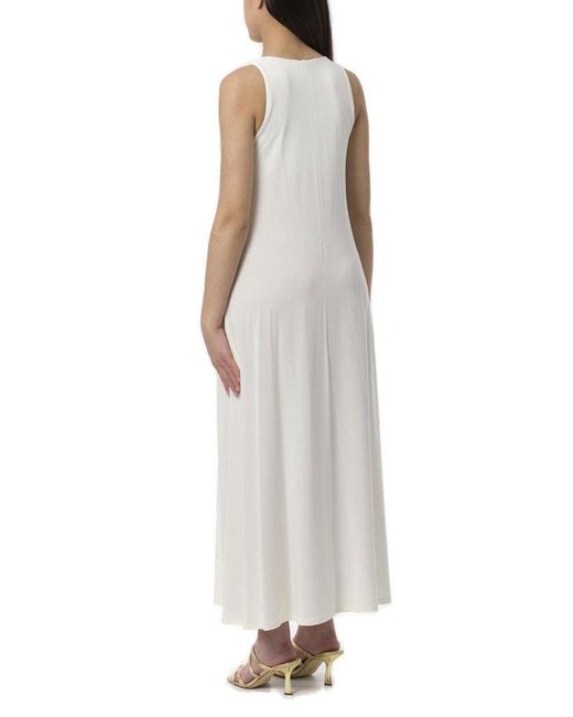 Max Mara White Crewneck Sleeveless Dress