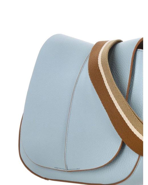 Gianni Chiarini Blue Helena Round Logo Printed Shoulder Bag