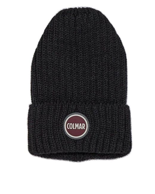 Colmar Black Logo-patch Knitted Beanie for men
