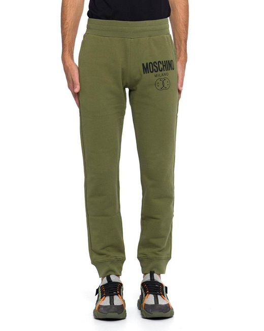 Moschino Green Logo Printed Sweatpants for men