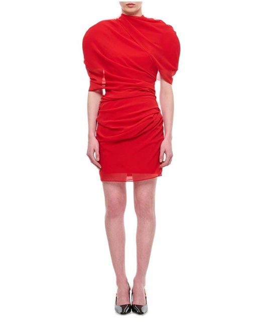 Jacquemus Red Draped Mini Dress