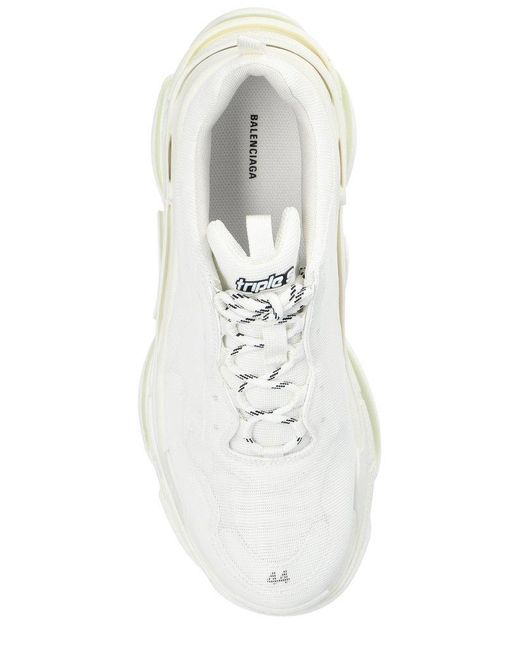 Balenciaga White Triple S Lace-up Sneakers for men