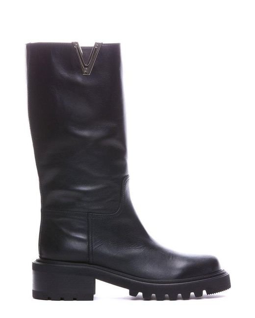 Via Roma 15 Black Lug Sole Boots