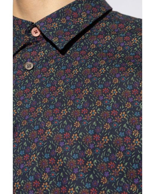 PS by Paul Smith Gray Floral Pattern Shirt, for men