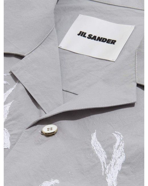 Jil Sander Gray Embroidered Shirt for men