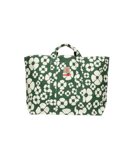 Marni Green X Carhartt Floral Printed Tote Bag