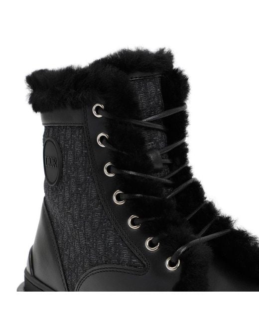 Dior Black Lace-Up Leather Boots for men
