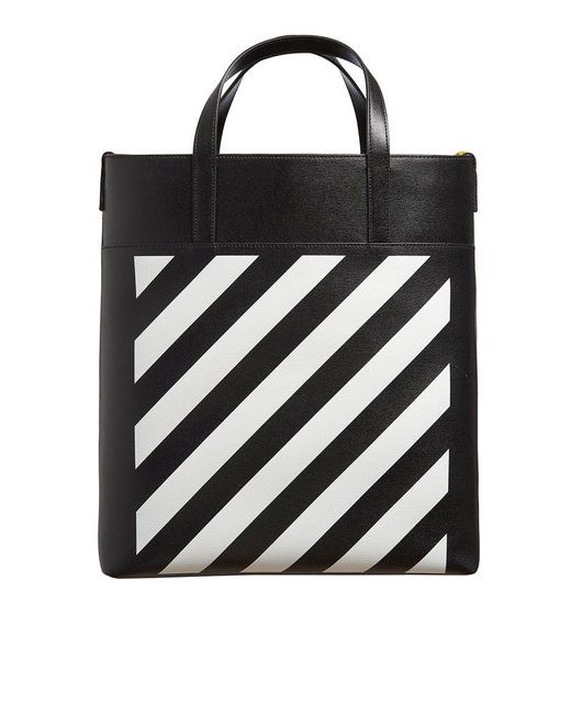 Off-White c/o Virgil Abloh Leather Diag Print Logo Band Tote Bag in ...
