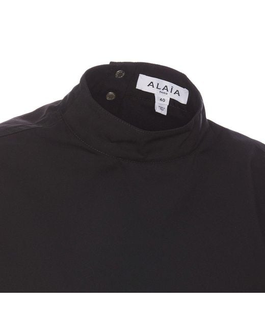 Alaïa Black Highneck Poplin Top