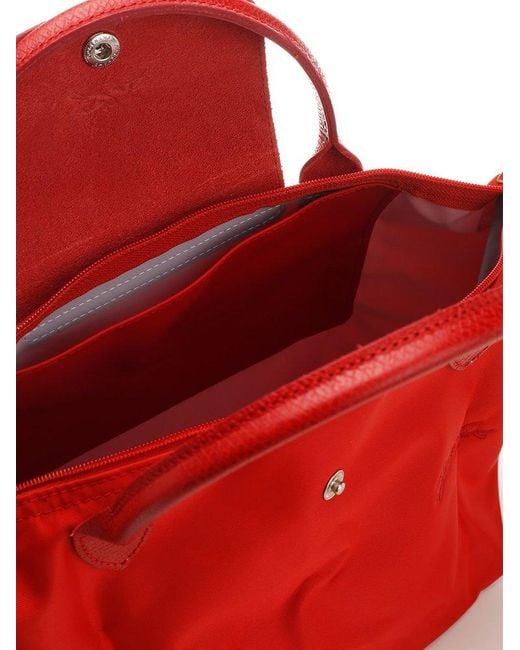 Longchamp Red Le Pliage Small Top Handle Bag