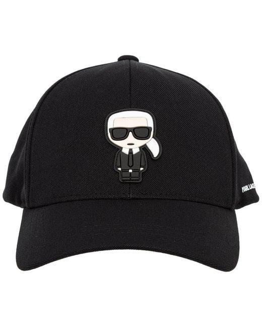 Karl Lagerfeld Black Graphic Logo-print Baseball Cap for men