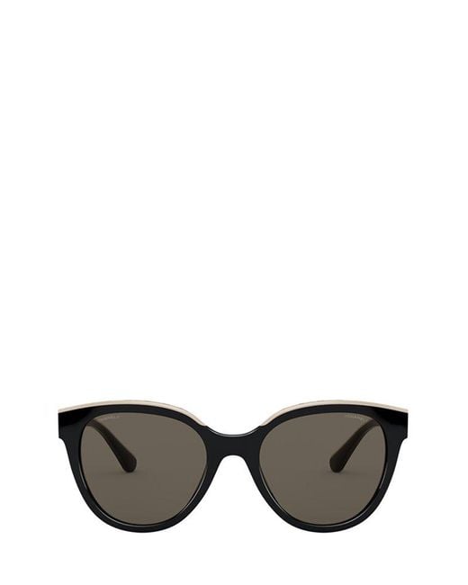 Chanel Gray Round Frame Sunglasses