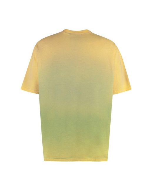 Acne Yellow Cotton Crew-neck T-shirt for men