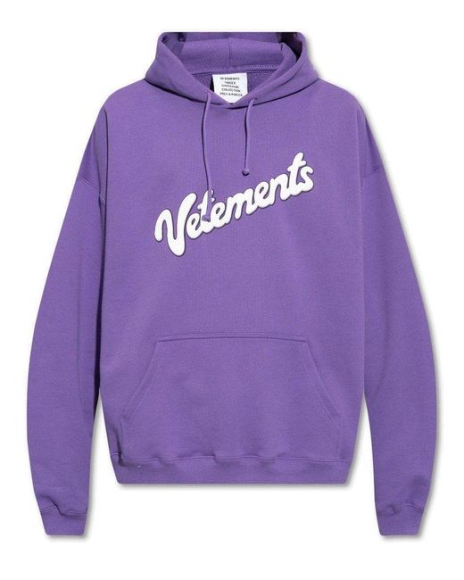 Vetements Purple Logo Printed Hoodie for men