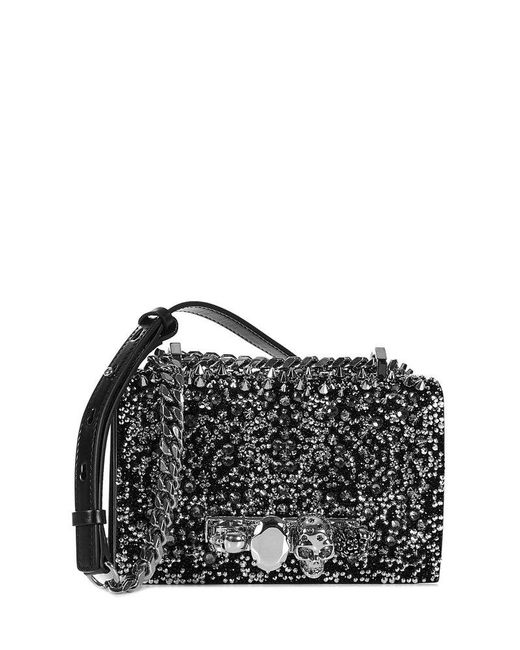 Alexander McQueen Black Jewel Embellished Mini Shoulder Bag