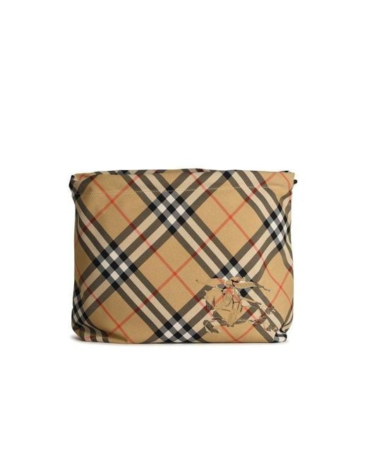 Burberry Metallic Ekd Motif Checked Clutch Bag