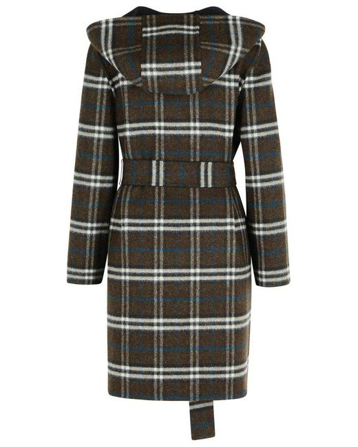 コート Burberry 'Hampshire' reversible coat (8113069 SANDIPCHECK) Burberry Hampshire Checked Belted Reversible Coat in Black