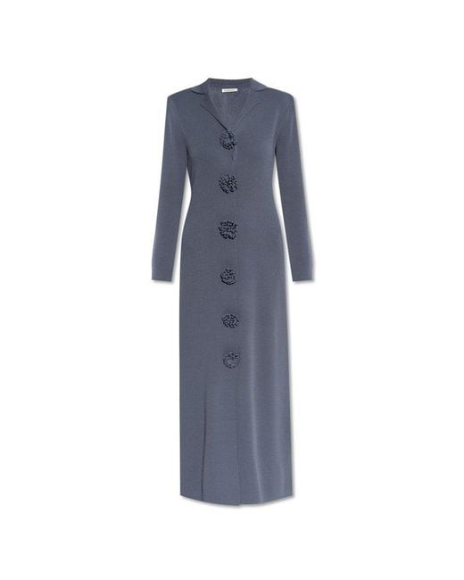 By Malene Birger Blue Floral Button Maxi Dress