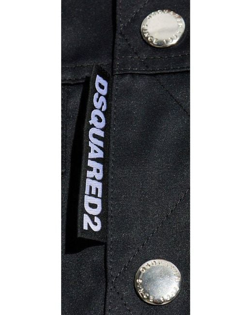 DSquared² Blue Logo Label Oversized Jacket for men