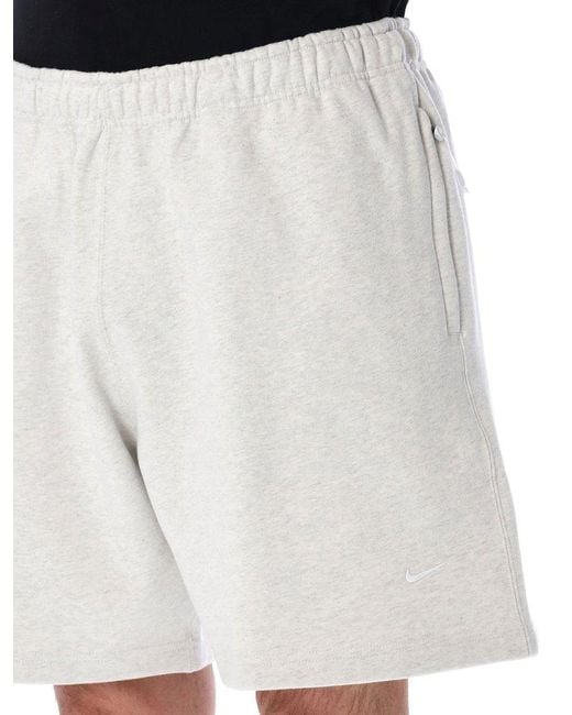 Nike Black Solo Swoosh Embroidered Fleece Shorts for men