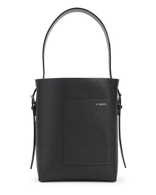 Valextra Black Open Top Mini Bucket Bag