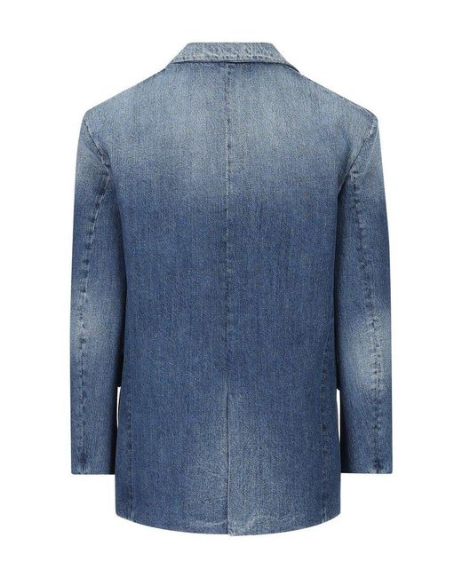 Valentino Blue Single-breasted Straight Hem Denim Jacket