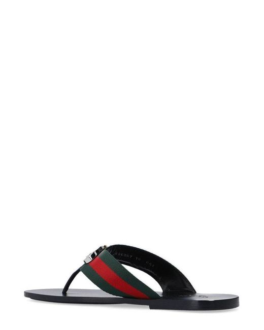 Gucci Black Kika Web-stripe Woven Flip-flops for men