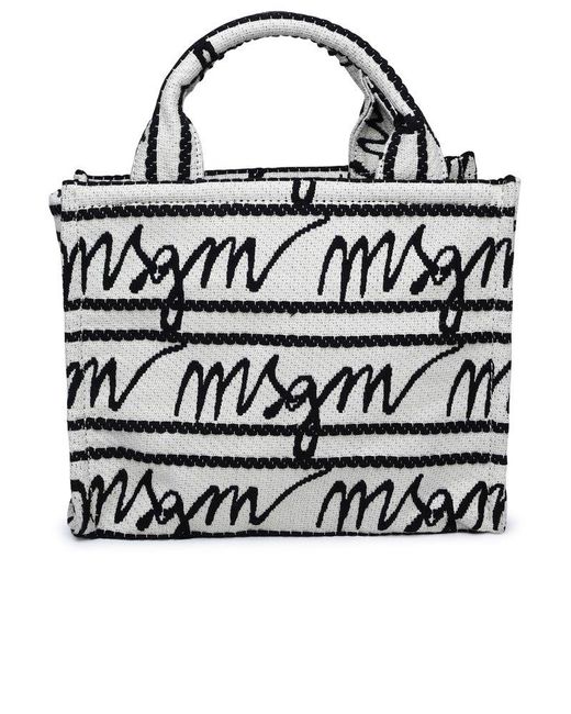 MSGM Black Small 'Tote' Two-Tone Canvas Bag