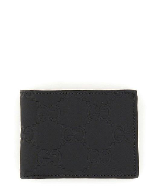 Gucci Black GG Rubber-effect Bi-fold Wallet for men