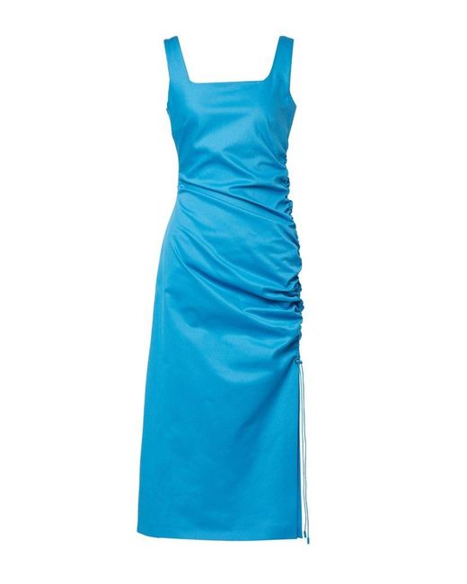 Sportmax Blue Drawstring Sleeveless Midi Dress