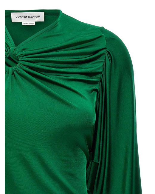 Victoria Beckham Green Long-Sleeved Cut-Out Detailed Top