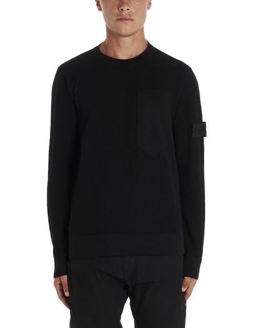 Stone Island Shadow Project Black Logo Patch Sweater for men