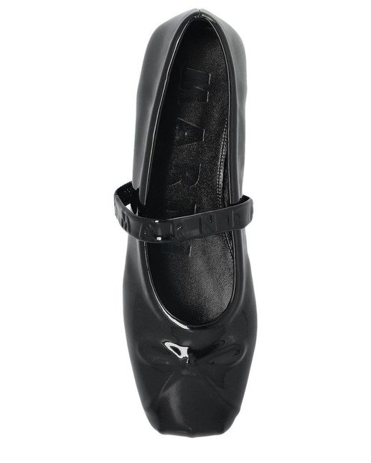 Marni Leather Ballerinas in Black | Lyst