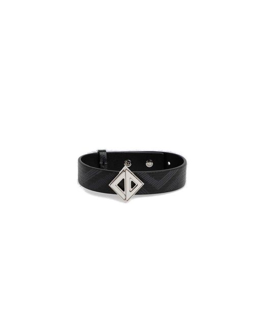 Dior Black Logo Plaque Bracelet for men