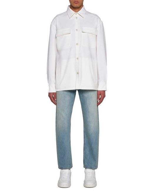 Valentino Buttoned Long-sleeved Jacket in White for Men | Lyst