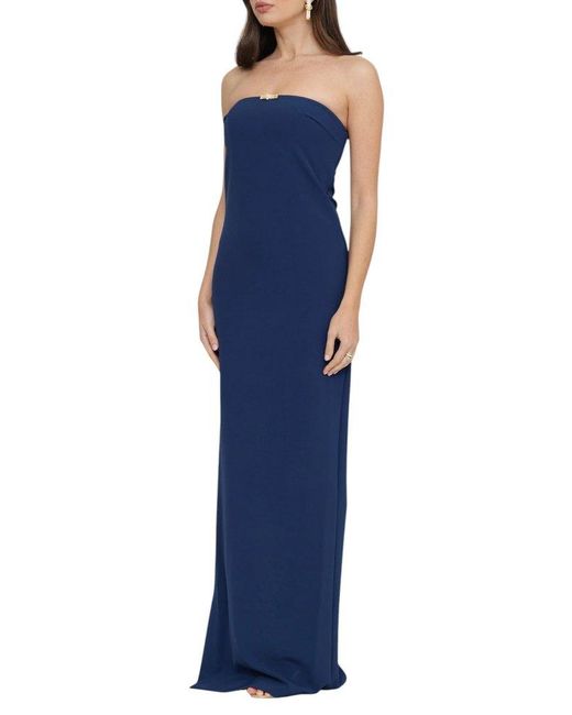 Elisabetta Franchi Blue Lightweight Double Layer Crêpe Carpet Dress