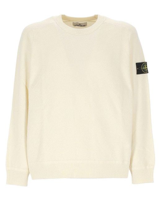 Stone Island Natural Logo-Patch Crewneck Sweatshirt for men