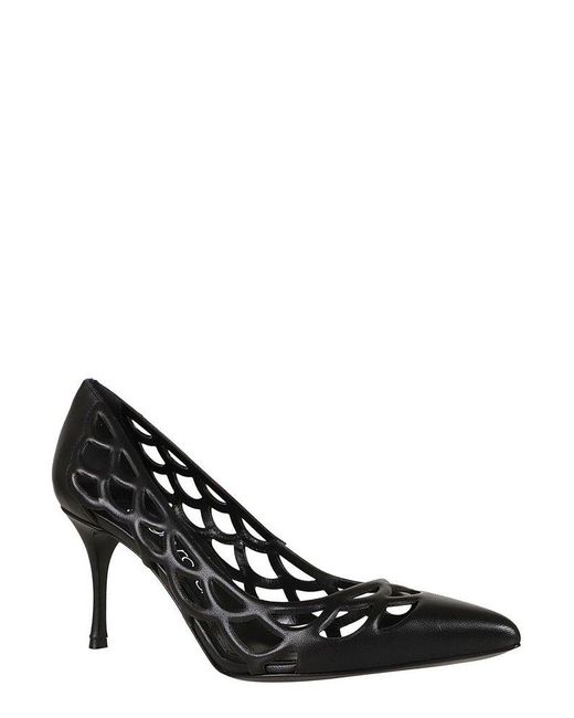 Sergio Rossi Black Sr Mermaid Cut-out Pointed Toe Pumps