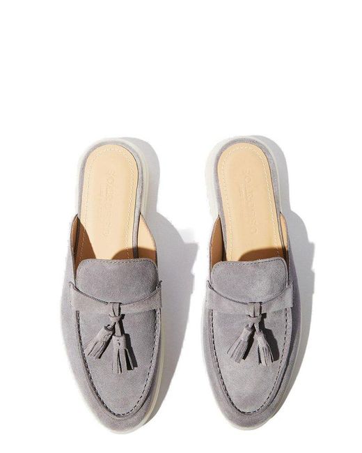 Scarosso Gray Lucrezia Tassel-Detailed Slip-On Mules