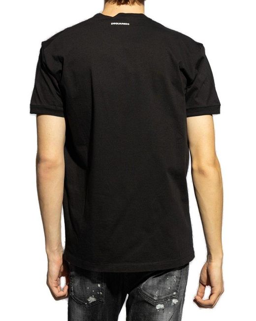 DSquared² Black T-Shirt With Print for men