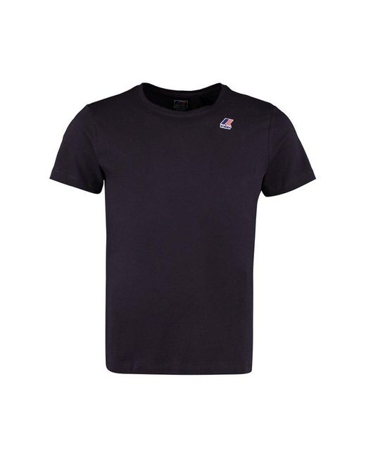 K-Way Black Logo Print Crew Neck T-Shirt for men