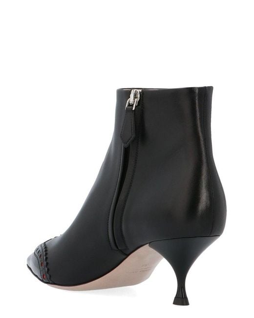 Miu Miu Black Patterned Pointed Toe Ankle Boots