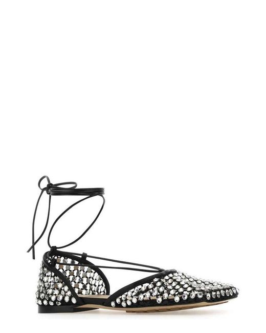 Bottega Veneta Black Crystal-embellished Ballerina Flat Shoes