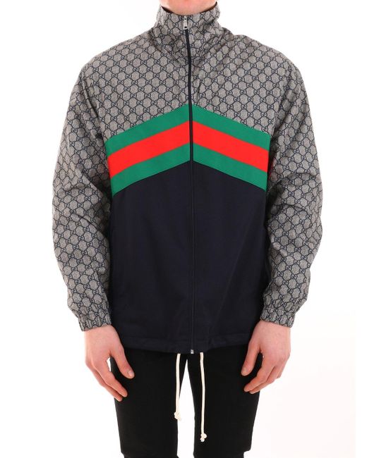 Gucci Multicolor Gg Supreme Logo Print Tech Jersey Jacket for men