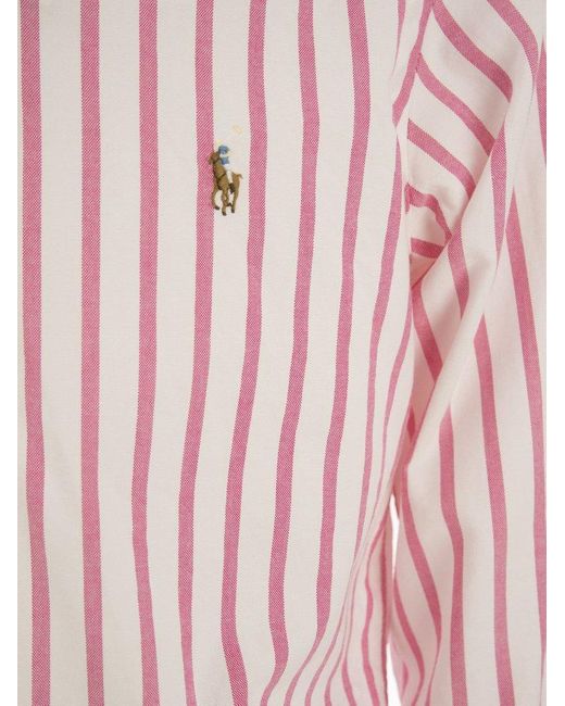 Polo Ralph Lauren Pink Custom-fit Striped Oxford Shirt for men