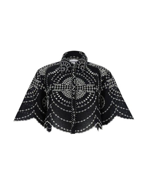 Charo Ruiz Black Emmie' Blouse With Cropped Design