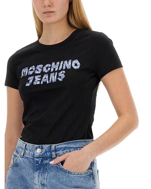 Moschino Black Logo Printed Crewneck T-shirt